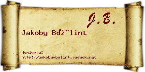 Jakoby Bálint névjegykártya